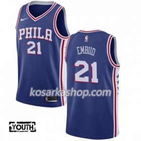 Dres Philadelphia 76ers Joel Embiid 21 Nike 2017-18 Plava Swingman - Dječji